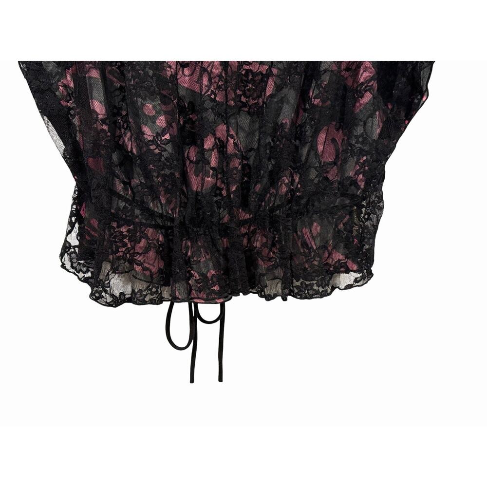 Caren Sport Black Pink Gold Bubble Hem Top Women’s 2X City Graphics Lace Y2K - Picture 10 of 16